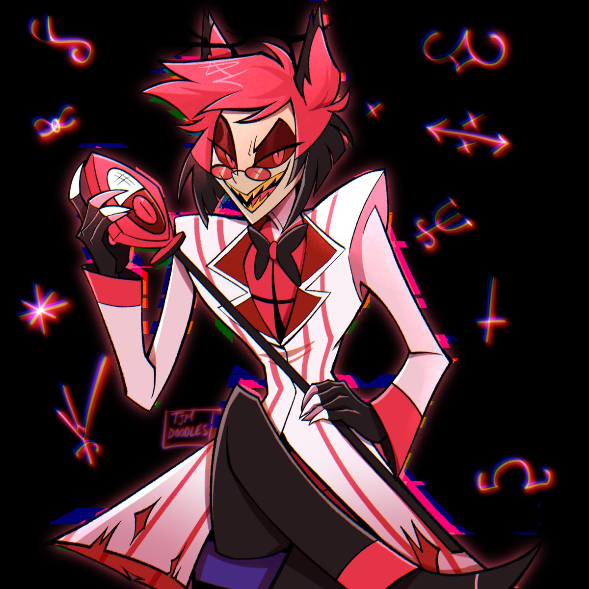 TJMDoodles's tweet photo. Doodle of the redesign by @germanMaySerena since I thought it looked cool. Candy cane pimp. 

#Alastor #alastorredesign #HazbinHotel #HazbinHotelAlastor https://t.co/Mvh6ECko1j