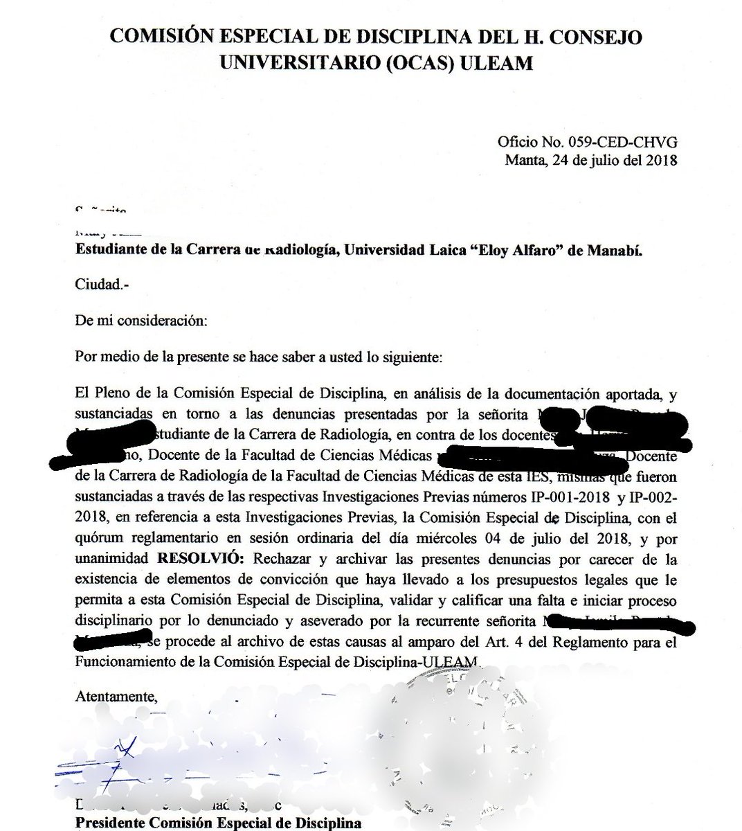 ContigoBrenda's tweet photo. Allí se puede leer lo que la Universidad resolvió en mi caso :rechazar y archivar la presente denuncia .
X Dios .!! Me tuve que tragar todas esas agresiones ..
Porque si vas a fiscalía o alguna entidad fuera de la U te decían que esos problemas se arreglan en la U https://t.co/LH79Hstcy2