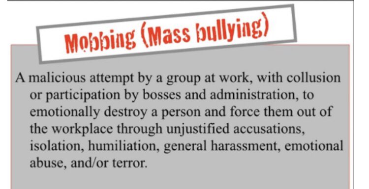 AnybodyButBerti's tweet photo. How many Irish Workers are the Victims of Mobbing in their Workplaces #WorkplaceBullying while our Politicians stand idly bye and don’t make #WorkplaceBullying illegal @MichealMartinTD @LeoVaradkar @EamonRyan @GCraughwell employee’s need legislation like #CocoLaw @jackiefox_ https://t.co/zMKVKhSJQc