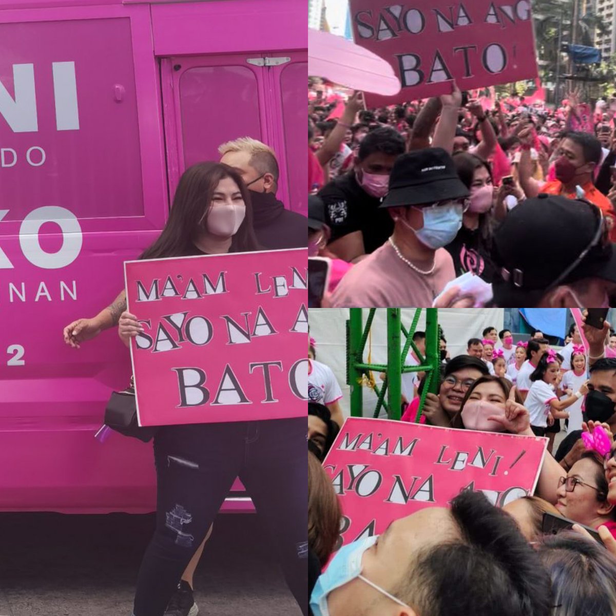 kowalerts's tweet photo. LOOK: Real life Darna Angel Locsin and Neil Arce joins the crowd! 🌸💗 #PasigLaban #PasigIsPink 

"Ma'am Leni, sayo na ang bato."- @143redangel https://t.co/nXD5UrQqUN