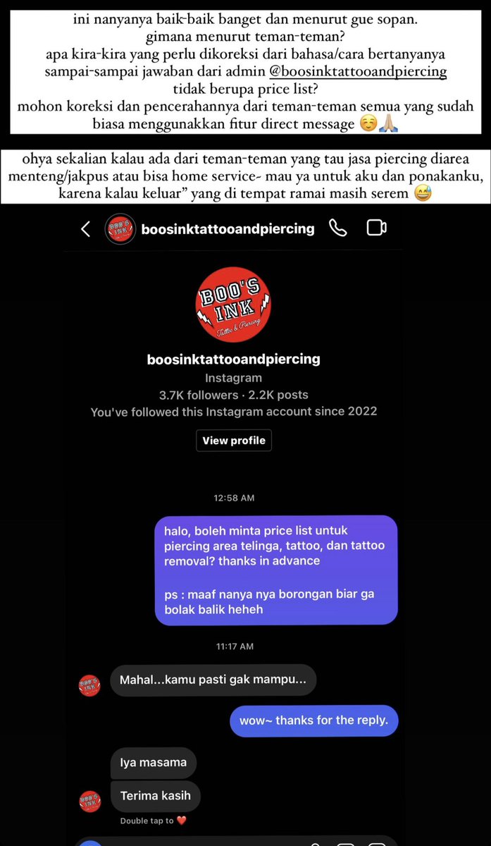 kirain di sinetron doang ada perlakuan begini, ternyata kejadian ke gue tadi pagi 😅 sampe bingung apa bahasa gue dan cara nanya gue yang kurang sopan atau gimana, karena cara penulisan orang kan beda” ya takutnya salah nangkep.