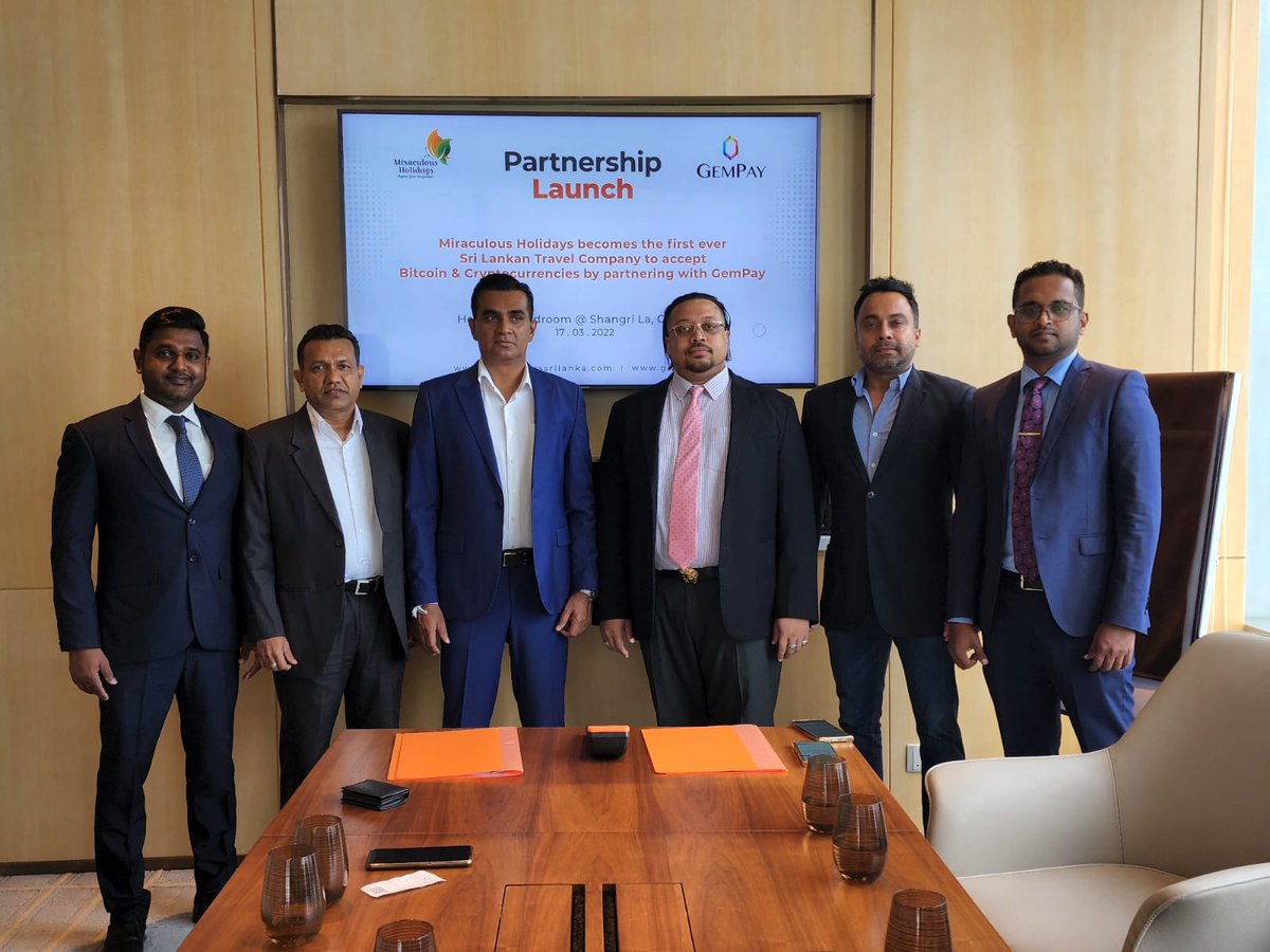 GemVaultCoin's tweet photo. 17th March 2022, GemPay signed with Miraculous Holidays to be 1st travel agency to accept cryptocurrency in Sri Lanka.
 #cryptocurrency #travelagency #GemPay #GemVault #SriLanka https://t.co/UdpS0Aqwn9