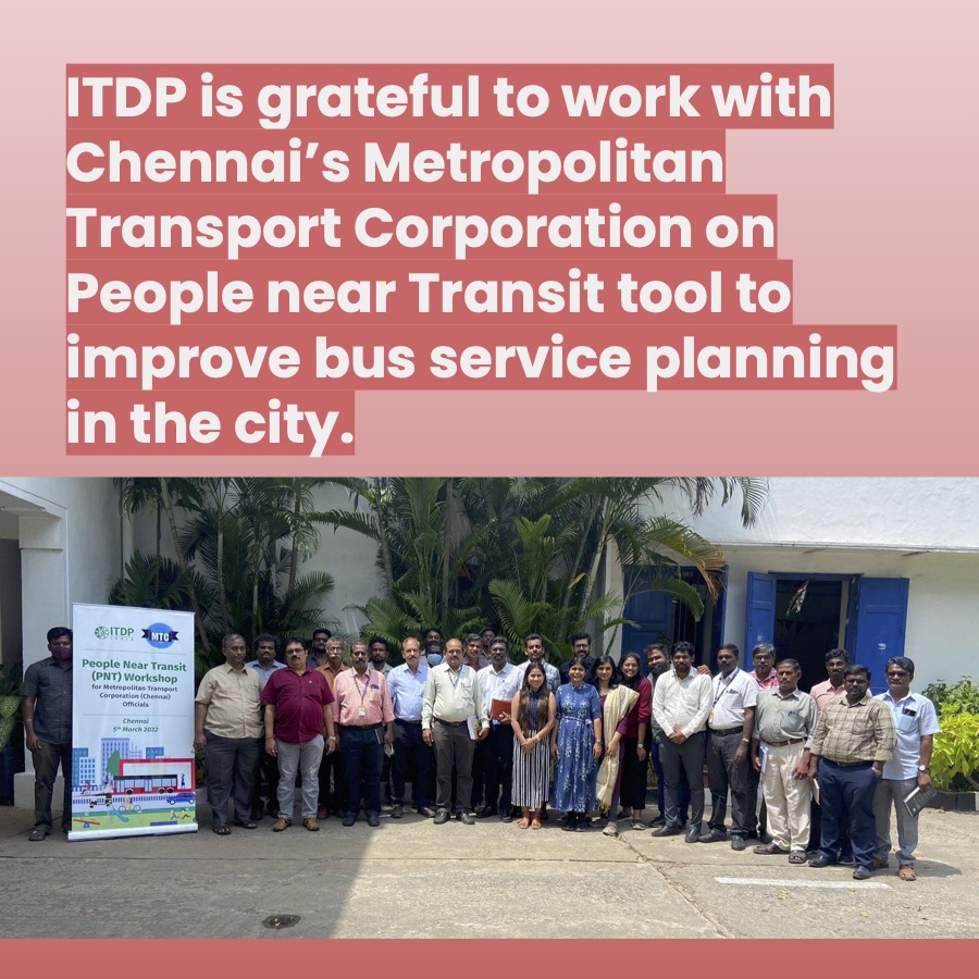 ashwathy_d's tweet photo. #itdpindia is grateful to work with Chennai’s Metropolitan Transport Corporation on People near Transit tool to improve #bus service planning in the city. https://t.co/eMO62tnwSx