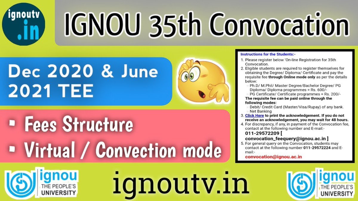 ignouonlinehelp's tweet photo. IGNOU Registration for 35th Convocation started - APPLY NOW !!!

https://t.co/lS3VgN55pB
https://t.co/lS3VgN55pB
https://t.co/lS3VgN55pB

#IGNOU #IGNOUTV #ignouonlinehelp  #ignoutvyoutube #ignoureregistartion #Ignou35convocation #ignouconvocation #ignoulatestupdates https://t.co/pELE7vbEdi