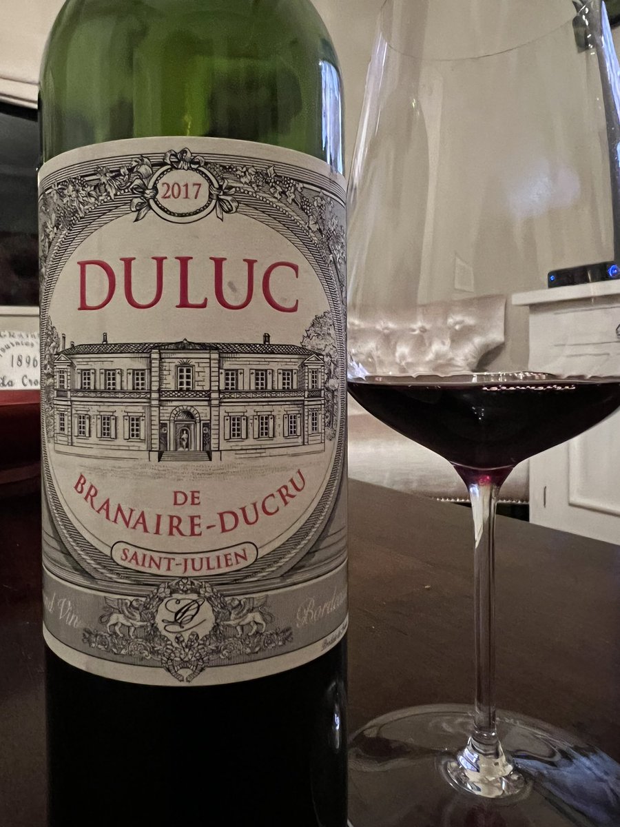 Duluc de Branaire is the second label of Château Branaire Ducru, 4th Grand Cru Classé. Cabernet Sauvignon 50 %, Merlot 43 %, Petit verdot 5 %, Cabernet franc 2 % vine age 20 years. Savoury, classic Saint-Julien. Delicious tonight.