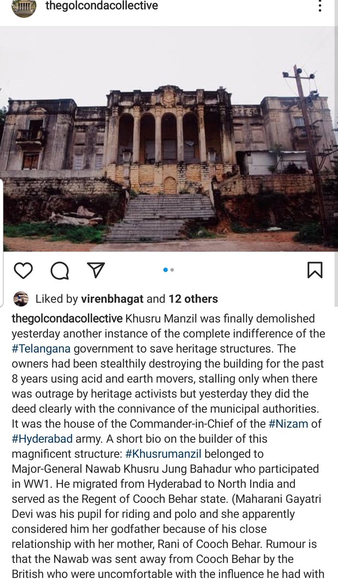 DalrympleWill's tweet photo. Complete shocker. No other city in India has so bad a record of destroying its heritage as Hyderabad. Barbarous vandalism. https://t.co/wnYdiE7Xhl