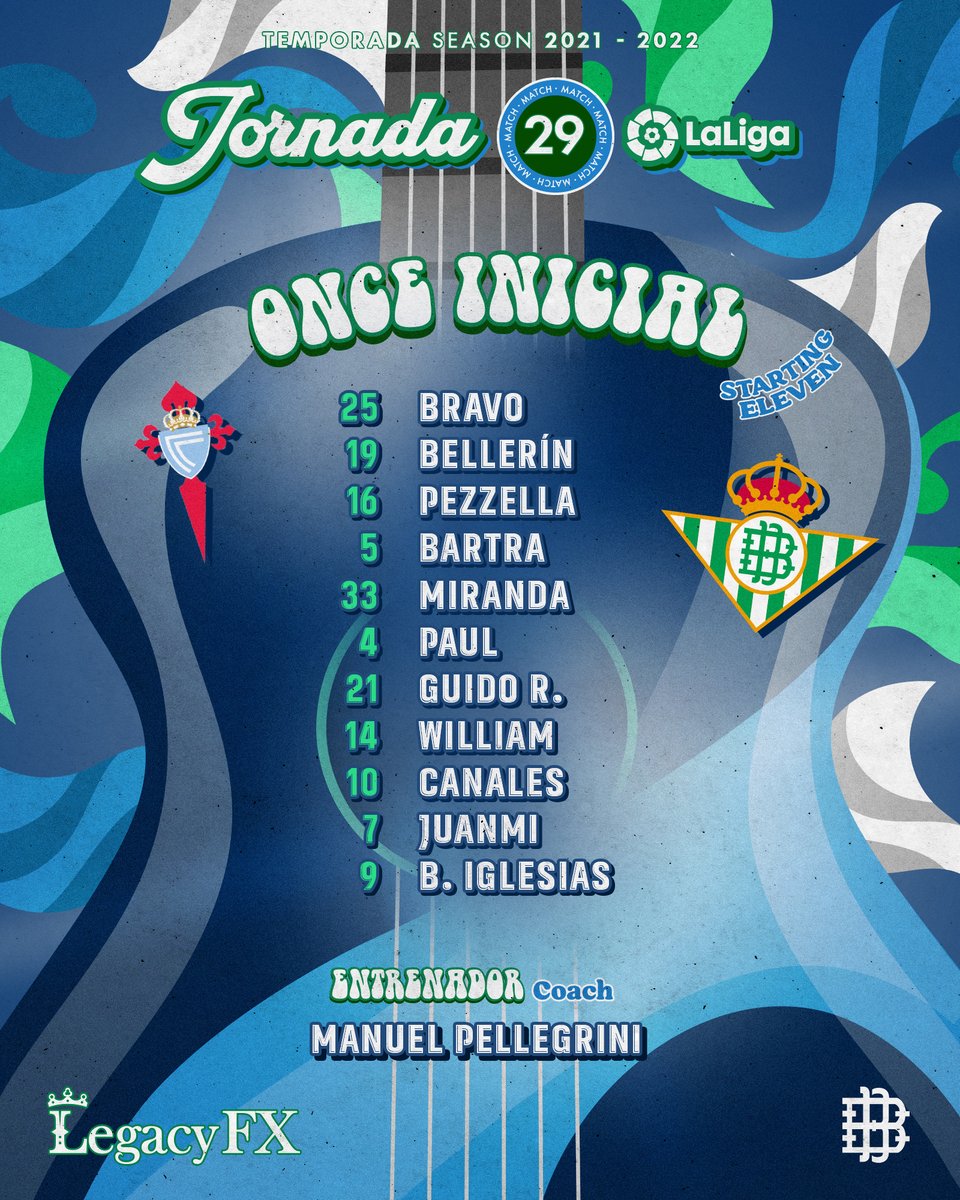 RealBetis's tweet photo. 💚🤍💚

¡Nuestro once inicial para el #CeltaRealBetis!

#DíaDeBetis https://t.co/3VBA4gDw2T