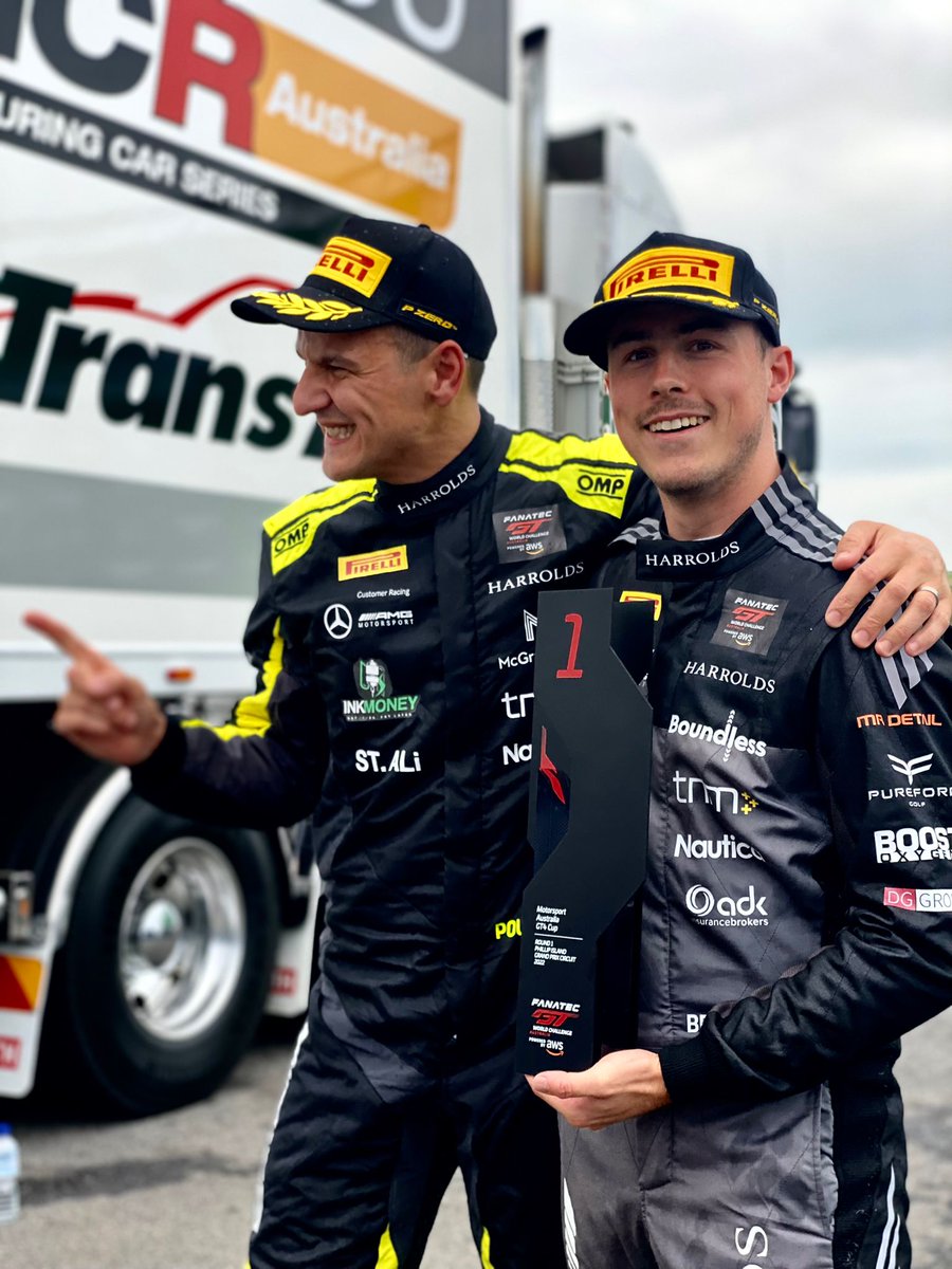 Huge congratulations to @SamBrabs on an outstanding @GTWorldChAUS GT4 debut. Pole, two fastest laps and double victory with Ross Poulakis in the Harrolds Racing AMG Mercedes GT4 at Phillip Island 🏆👏🏼 So good to see Sam back on track and at the top of the podium 🙌🏼 #Brabham #GT4