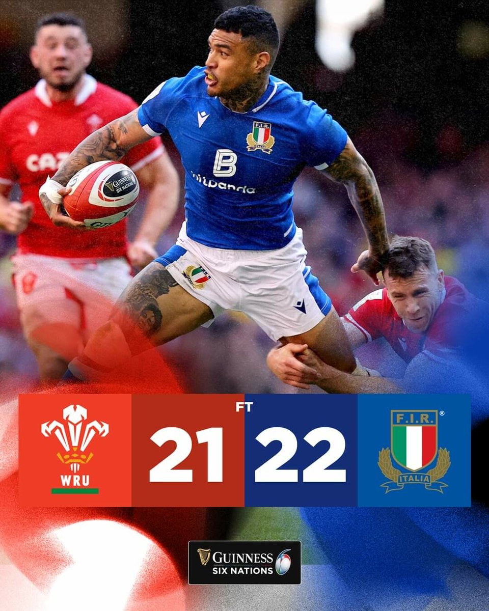 RT @Randagio@mastodon.uno
Complimenti alla nazionale italiana, prima volta nella storia a battere il Galles a Cardiff, e finalmente, vincere una partita al 6 Nazioni, dopo anni.
mastodon.uno/@Randagio/1079…