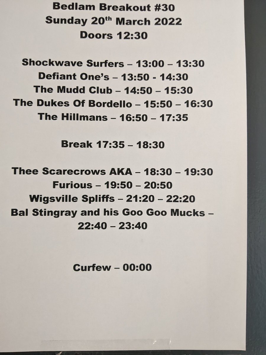 Bedlam breakout Sunday times