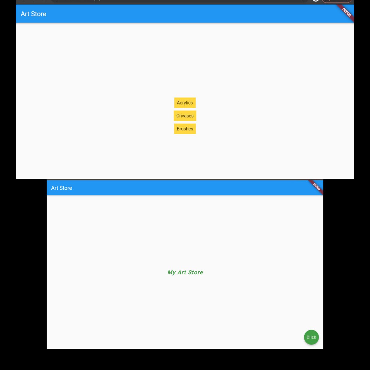 irsakhan_'s tweet photo. Day 4 Tasks β
Some simple stateless widgets compounding , Text-Styling (the one I did is substandard thoughπ) and some button devising with Flutter.
Enjoyed trying them allπ
#15daysflutterchallenge
@abduljamilza @iahmadtariq https://t.co/kVe8kpbTlv