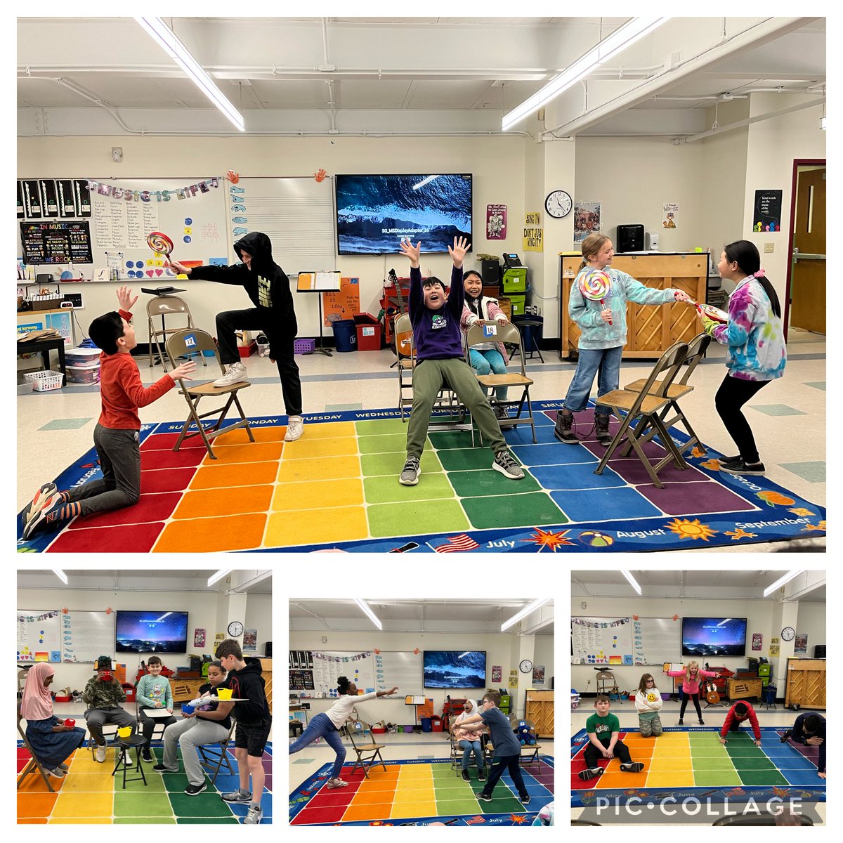 5th graders are working on a theater unit. Each group was assigned a place or activity to act out using staging and levels. Can you guess which activities they were showing? ⁦<a href="/NColonieMusic/">North Colonie Music</a>⁩ ⁦<a href="/SouthgateES/">Southgate Elementary School</a>⁩