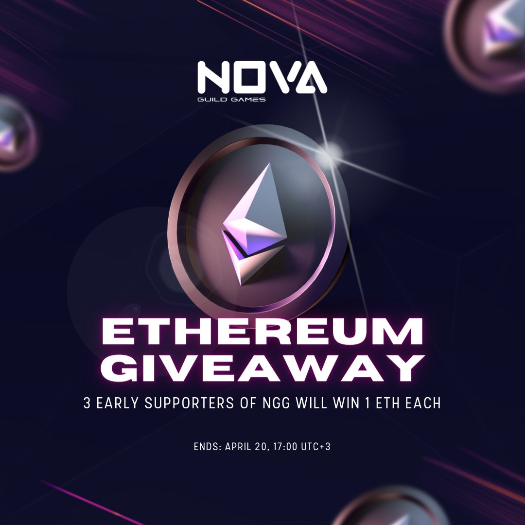 MetaCombine's tweet photo. ‼️ 3 ETH GIVEAWAY ‼️

We'll be giving away 1 ETH each to 3 early supporters of Nova Guild Games 😮🔥

Just follow the instructions on this Gleam competition link to participate: https://t.co/y6PsA05BI1

#NGG3ETHGiveaway #NovaGuild #metaverse #nft #guild #blockchain #p2e #gaming https://t.co/Gc4OQbNhLD
