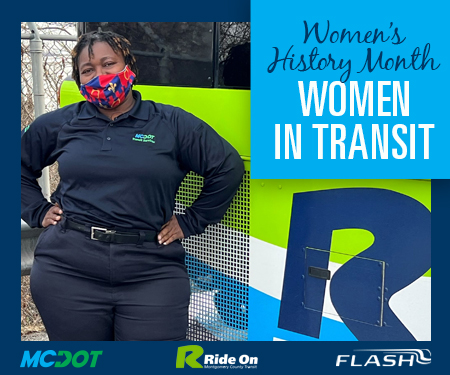 MCDOTNow's tweet photo. “I have been driving for MCDOT for 26 months now. I enjoy getting paid on time, the benefits and the opportunities for advancement. Tonnesha Carter, Ride On bus operator 
We are hiring. Apply here: https://t.co/9sRSWdqIfh #TransitDriverDay #RideThe Flash @RideOnMCT https://t.co/28ZrfELSZy