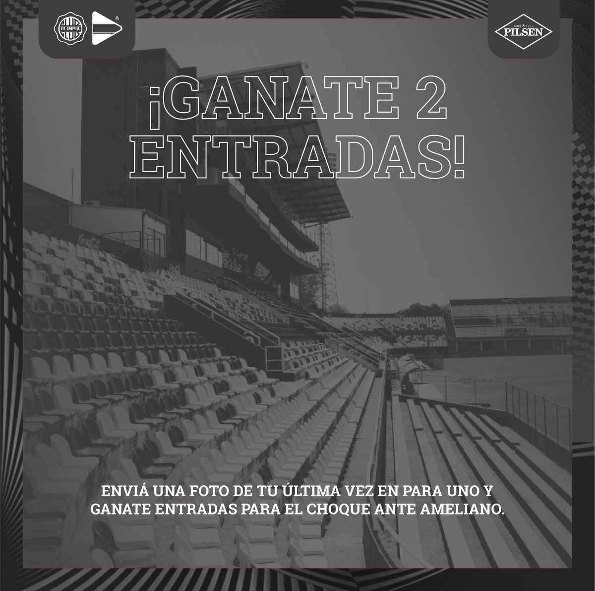 ¡TENÉS QUE ESTAR! 🗣

Participá por entradas y asistí al cotejo de esta noche ante Sportivo Ameliano.

➖ RT a la publicación.
➖ Responder este tuit con una foto de tu última vez en Para Uno.

✅ @PasionPilsen.

#Olimpia𝗡𝘂𝗻𝗰𝗮Para ⚪⚫⚪