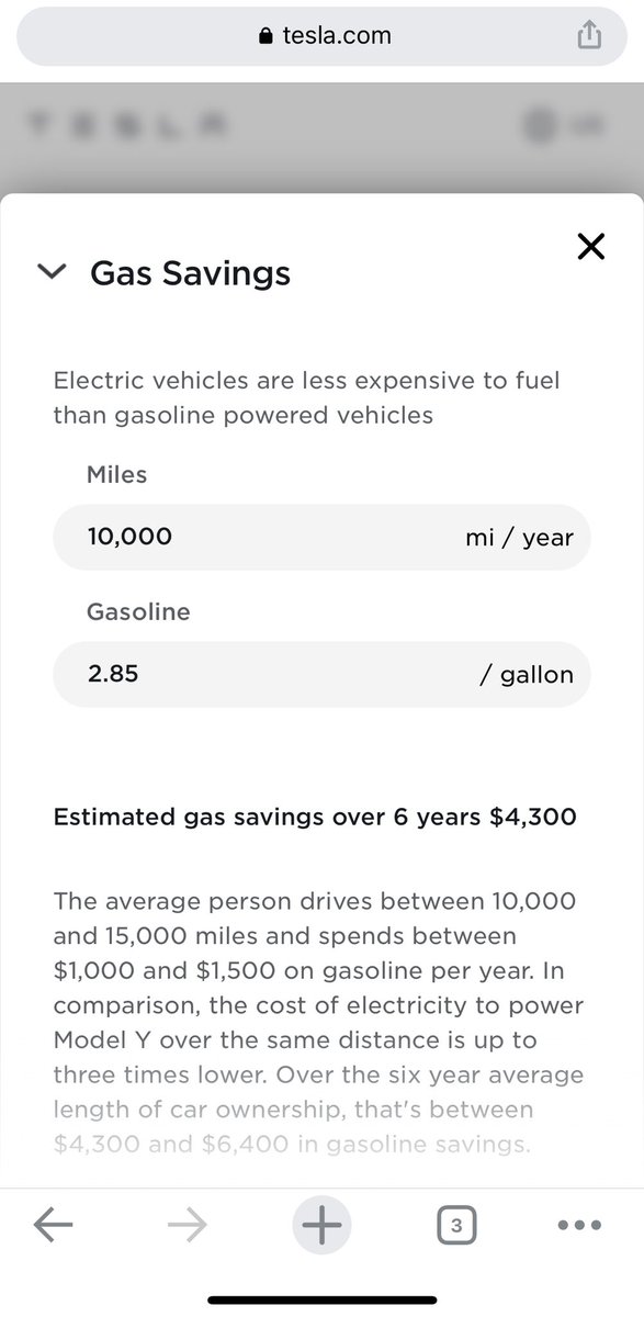 mpminardi's tweet photo. Thought I would put this little unknown feature out there to help people with understanding the cost benefit of a Tesla. On the custom order screen click on the up arrow to show potential savings and you can adjust to your unique situation. @wholemars @Tesla #Tesla https://t.co/9tJstnTmeQ