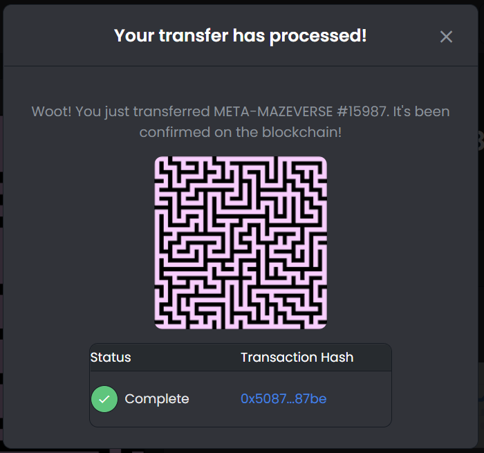 metamazeverse's tweet photo. @meenakshibaid3 :  Hearty Congratulations!! You are the winner of MetaMazeverse #15987🚀🚀

Check your wallet and enjoy the gift 🎁🎁

Welcome to MetaMazeverse Family!!! 🔥🔥🔥

#NFTCommunity #NFTGiveaways https://t.co/1XyrhAIK77