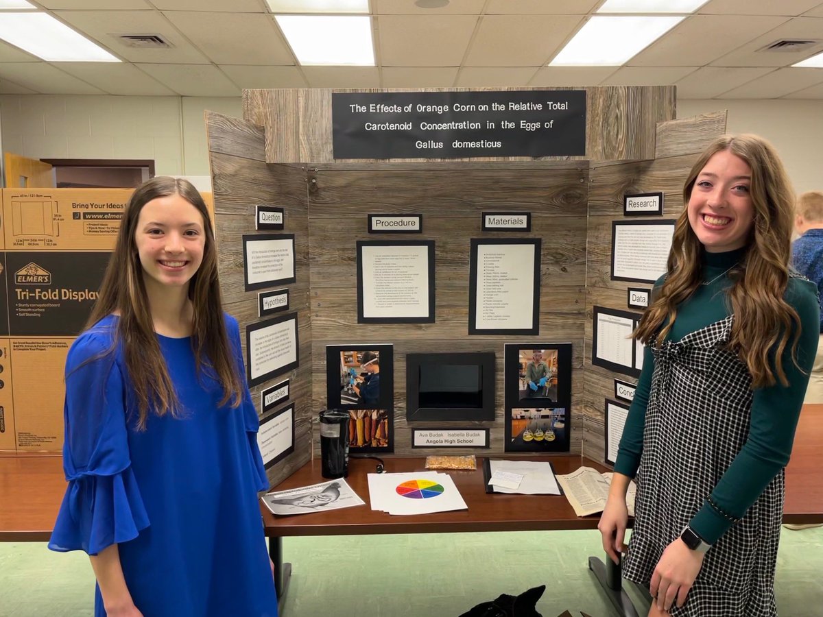 Congratulations to Isabella and Ava Budak of <a href="/AHSNation/">Angola High School</a>. They competed well at the Tri State Regional Science Fair at Trine &amp; have qualified for the 2022 HSEF State Science Fair in the Senior Division!  They’re Indy bound April 2nd <a href="/MSDofSteuben/">MSDofSteubenCounty</a> #APride
￼