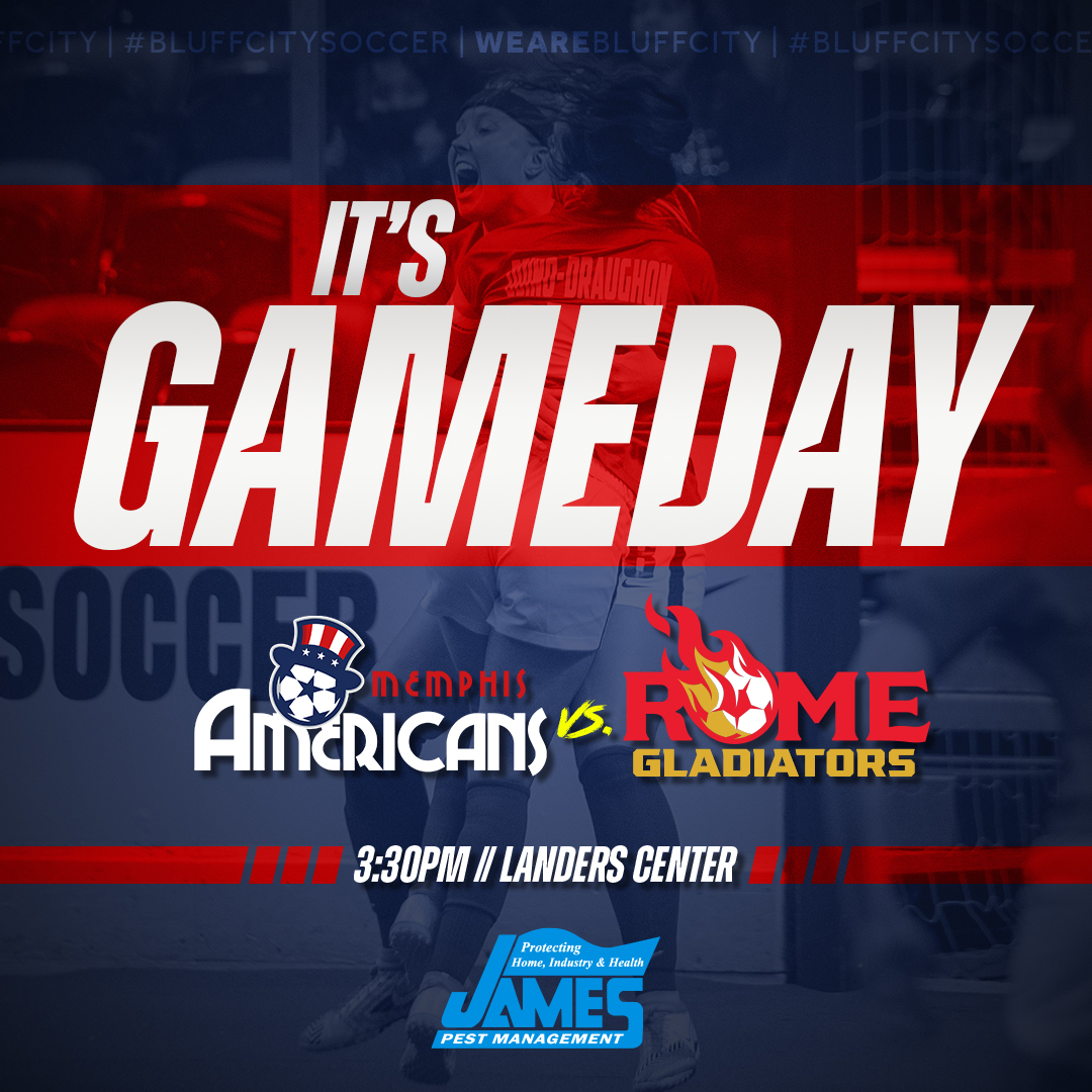 MemAmericans's tweet photo. Wake up Memphis, it's #GAMEDAY!

🆚 @RomeGlads 
🎟️ https://t.co/FR3DFKhirU
⏰ 3:30pm Kickoff
📍 @LandersCenter 
📺 @NISLPro YouTube Channel

REMINDER... the Landers Center has a STRICT CLEAR BAG POLICY
More Details 👉  https://t.co/gIaCchxRuM

#BluffCitySoccer #BeatTheGlads https://t.co/pEhamk9brG