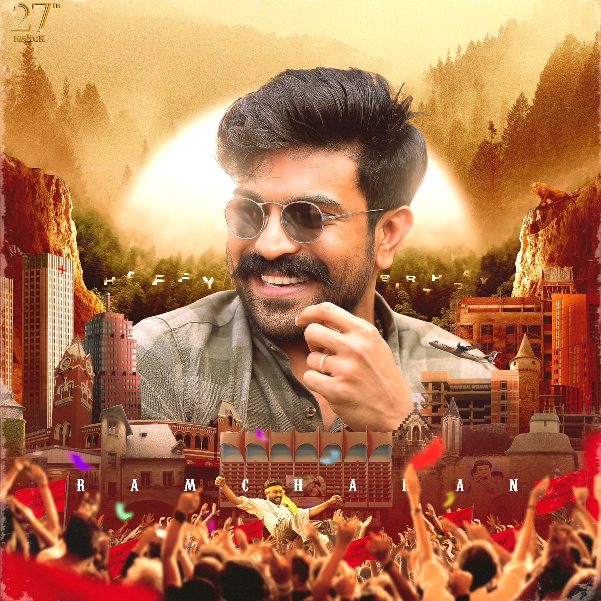 ManobalaV's tweet photo. Here's a STUNNING common DP for #RamCharan's birthday celebration.

#RamCharanBdayCDP https://t.co/X16kx7JOqs