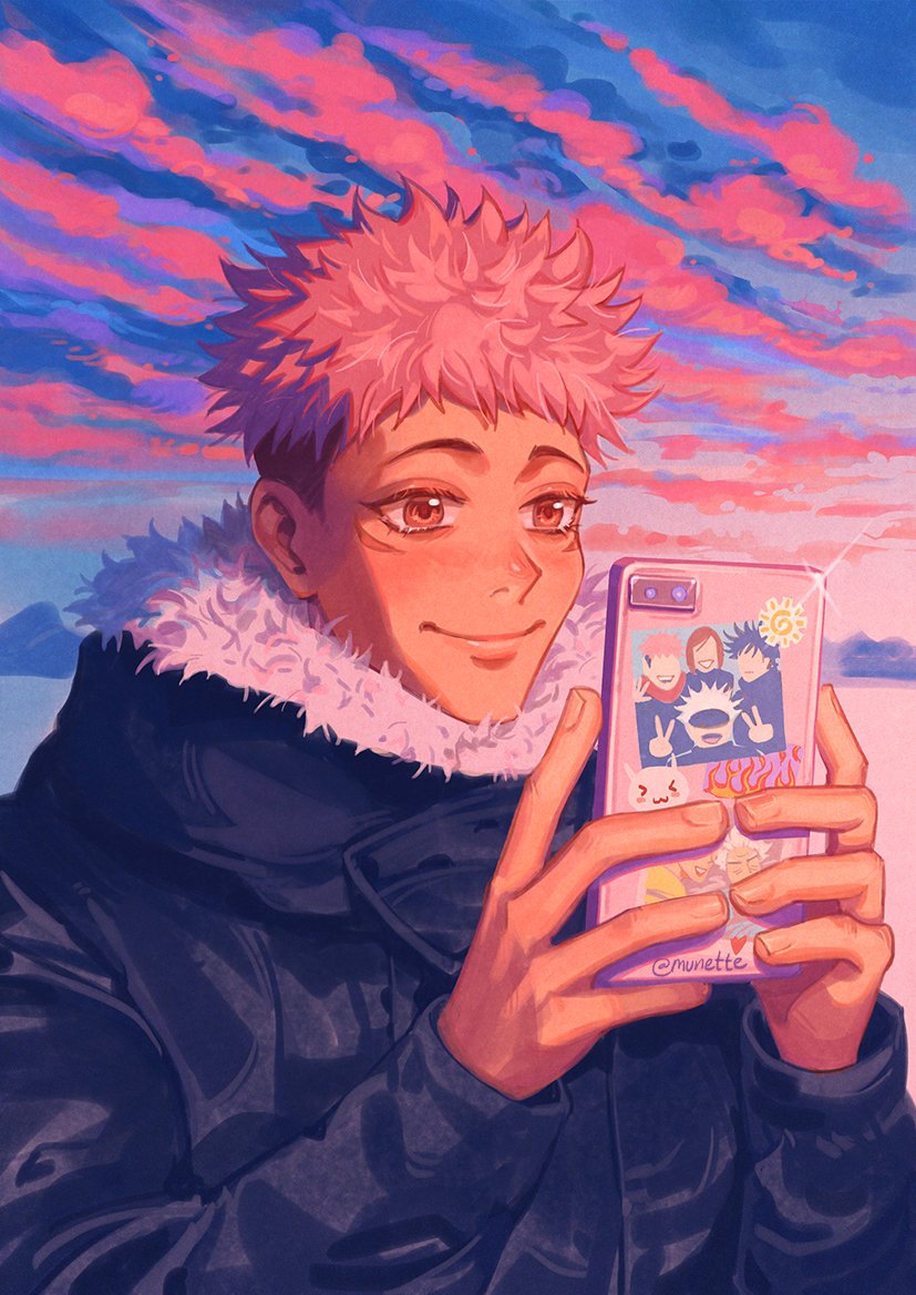 虎杖悠仁 「Reposting 🌸pink🌸 Yuji art since it's h」|Munette 🌺のイラスト