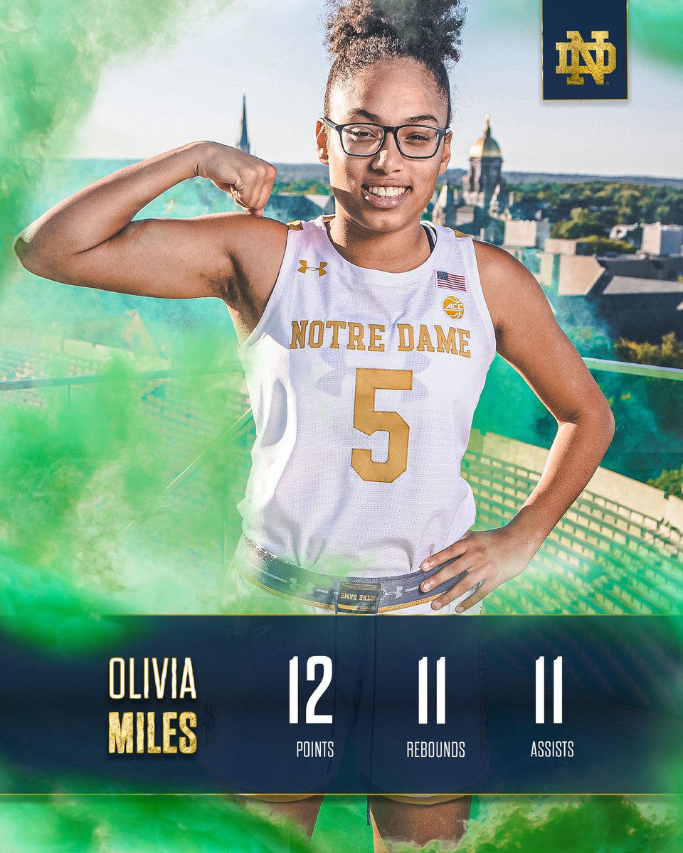𝐌𝐀𝐃𝐄 𝐇𝐈𝐒𝐓𝐎𝐑𝐘

<a href="/oliviamiles06/">Olivia Miles</a> is the first freshman 𝐞𝐯𝐞𝐫 to record a triple-double in either the <a href="/MarchMadnessWBB/">NCAA March Madness</a> or <a href="/MarchMadnessMBB/">NCAA March Madness</a> Tournaments.

#GoIrish