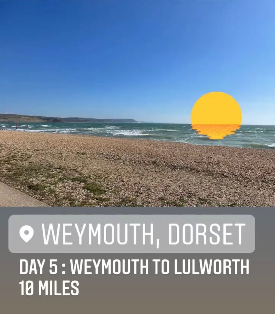 SplashdownPoole's tweet photo. Day 5 : Fantastic weather and excellent progress. The lads are going from Weymouth to Lulworth for today. #splashdownsbigwalk
Over £1000 raised so far, still time to donate.
Click here https://t.co/atBOWa9KKQ
#Dorset #southwestcoastpath @LMHospiceCare https://t.co/sqgkRrG9VL