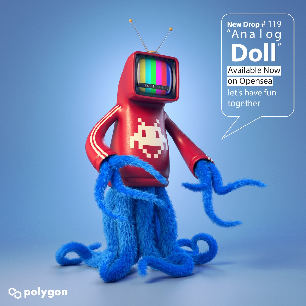 New Drop!! "Analog Doll" #119
on <a href="/0xPolygon/">Polygon | POL</a> <a href="/opensea/">OpenSea</a>📺🐙🐙🐙
Let's have fun together.

opensea.io/collection/ana…

#NFT #NFTS #NFTCommunity #NFTdrop #nftart #OpenSeaNTF #NFTartists #Polygon #NFTcollection  #NFTJPN