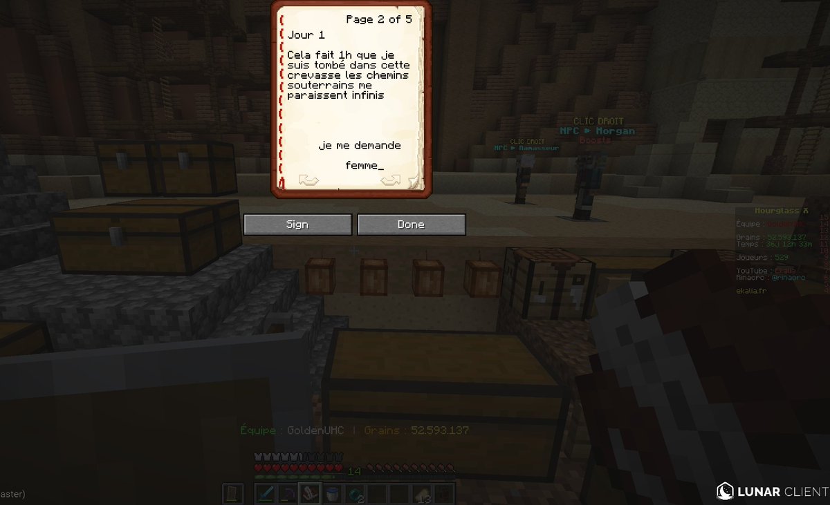 Absoooooooooo's tweet photo. Nous avons rempli l'objectif 28 !

Lors de nos recherches nous avons trouver le journal d'une exploratrice, le journal est très peux lisible et certaine page sont arraché

Équipe "GoldenUHC"
@EkaliaMG #Hourglass10 https://t.co/FQBRqc1XIF