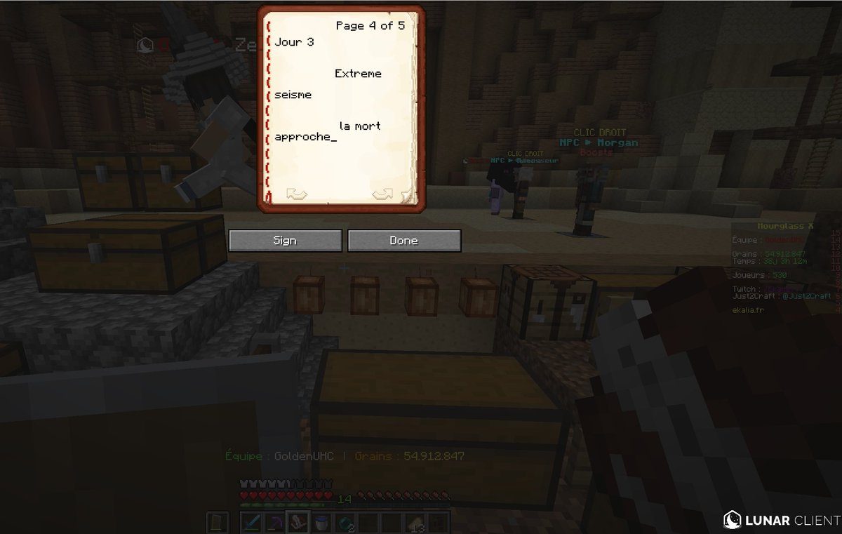 Absoooooooooo's tweet photo. Nous avons rempli l'objectif 28 !

Lors de nos recherches nous avons trouver le journal d'une exploratrice, le journal est très peux lisible et certaine page sont arraché

Équipe "GoldenUHC"
@EkaliaMG #Hourglass10 https://t.co/FQBRqc1XIF