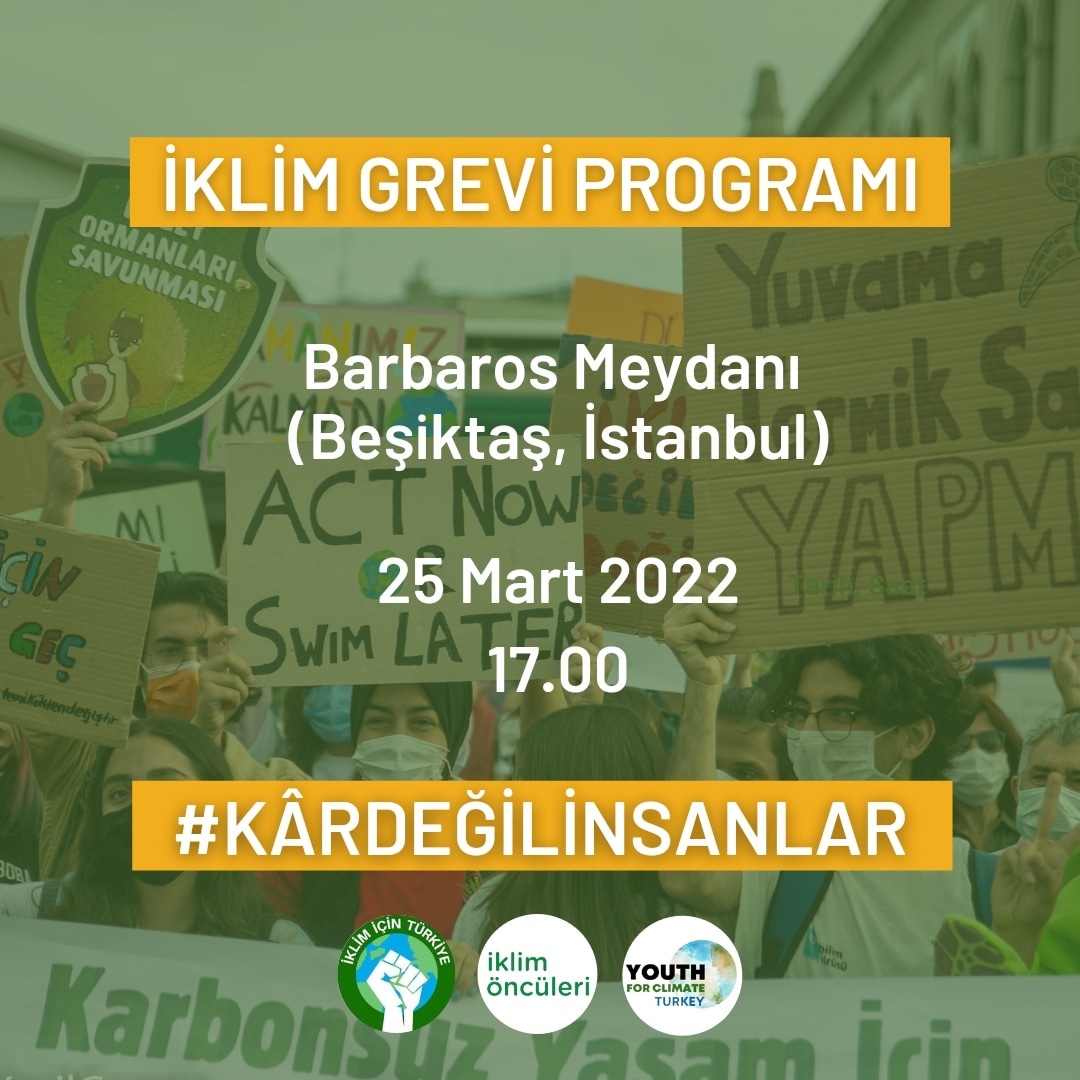 IklimOnculeri's tweet photo. Heyecanla beklenen iklim grevi programı ile karşınızdayız! 🥁

Sen de çevrende iklim grevini yaygınlaştırmayı ve hesaplarında paylaşmayı unutma 🌱

🗓️ 25 Mart 
⏰ 17.00 
📍 Barbaros Meydanı / Beşiktaş, İstanbul

Bizimle misin? 🌈

#KârDeğilİnsanlar https://t.co/pXKNnZR1lA