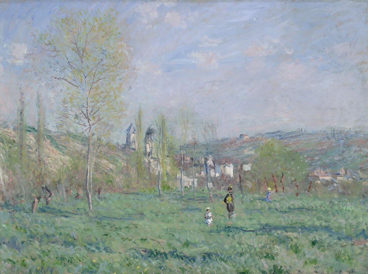 Vandaag begint de lente 🌼 Om in de stemming te komen zetten we het prachtige schilderij Printemps à Vétheuil van Claude Monet in het (voorjaars)zonnetje. Nu te zien in À la campagne: het Franse licht van Maris tot Monet. friesmuseum.nl/alacampagne