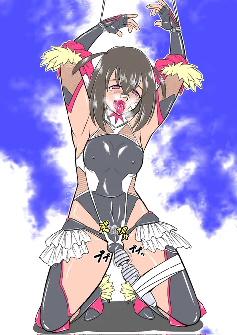 ○魔忍コスしたばかりに感度3000倍にされて、何度も絶頂かされピタコス内に白濁汁をチソチソが壊れたみたいに潮吹きし続けて、メス堕ちさせられたメス男な堂本くん描いたよ〜 