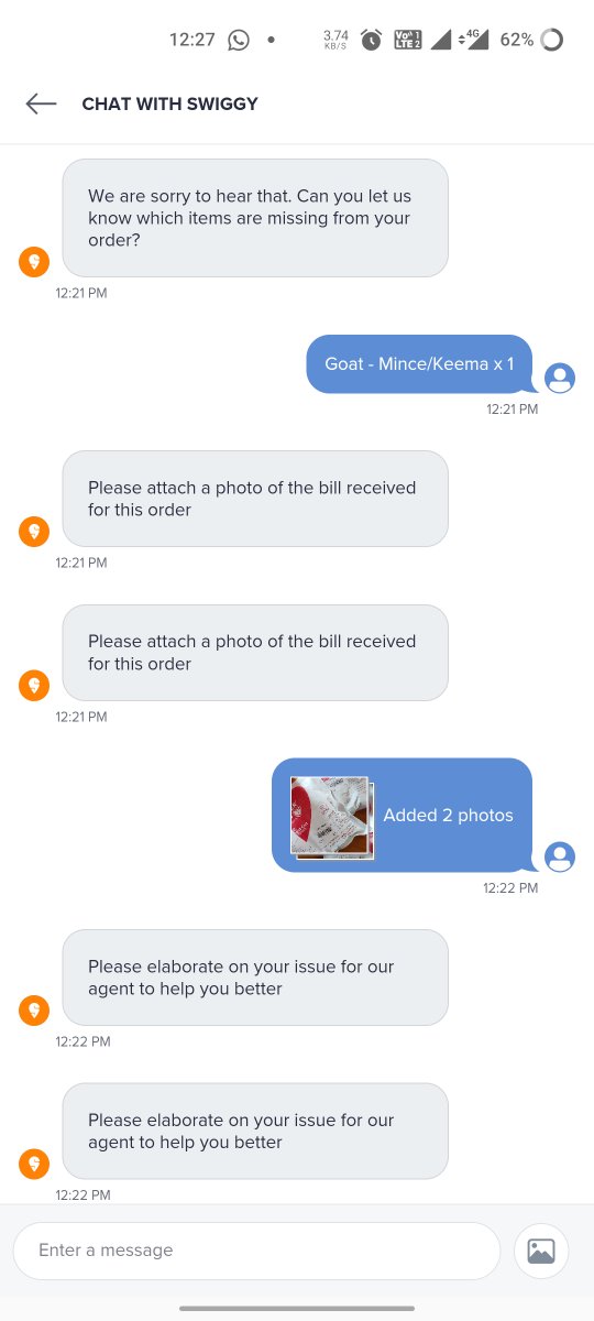 sumitakkewar's tweet photo. Hey @swiggy_in,

When we order from swiggy genie we expect to be delivered on same  day not after 2 days.
I have ordered mutton from @CutsTender via Swiggy genie, 1 item is missing and 1 item is very different, now swiggy asking to wait for 48hr, should I ask same to my guests https://t.co/OTsyxHMAZn