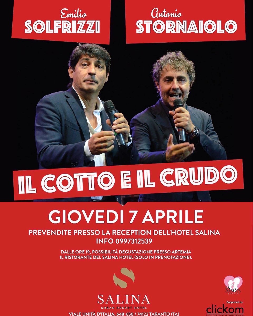 stornaiolo's tweet photo. per chi se lo fosse perso... #ilcottoeilcrudo
#solfrizzi #stornaiolo #totietata
#taranto 7 aprile #alessano 8 aprile #foggia 22 aprile https://t.co/mBYyqxD265