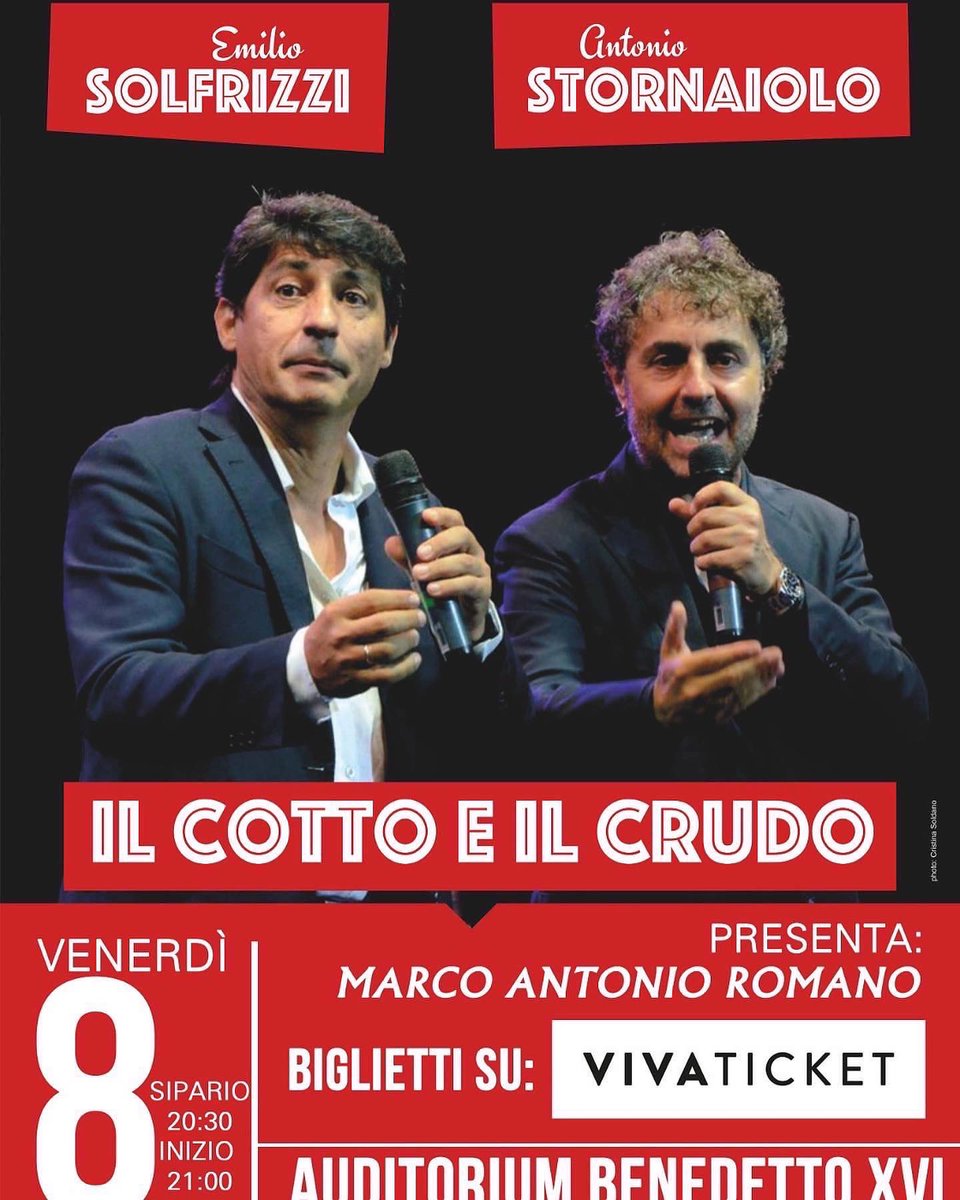 stornaiolo's tweet photo. per chi se lo fosse perso... #ilcottoeilcrudo
#solfrizzi #stornaiolo #totietata
#taranto 7 aprile #alessano 8 aprile #foggia 22 aprile https://t.co/mBYyqxD265