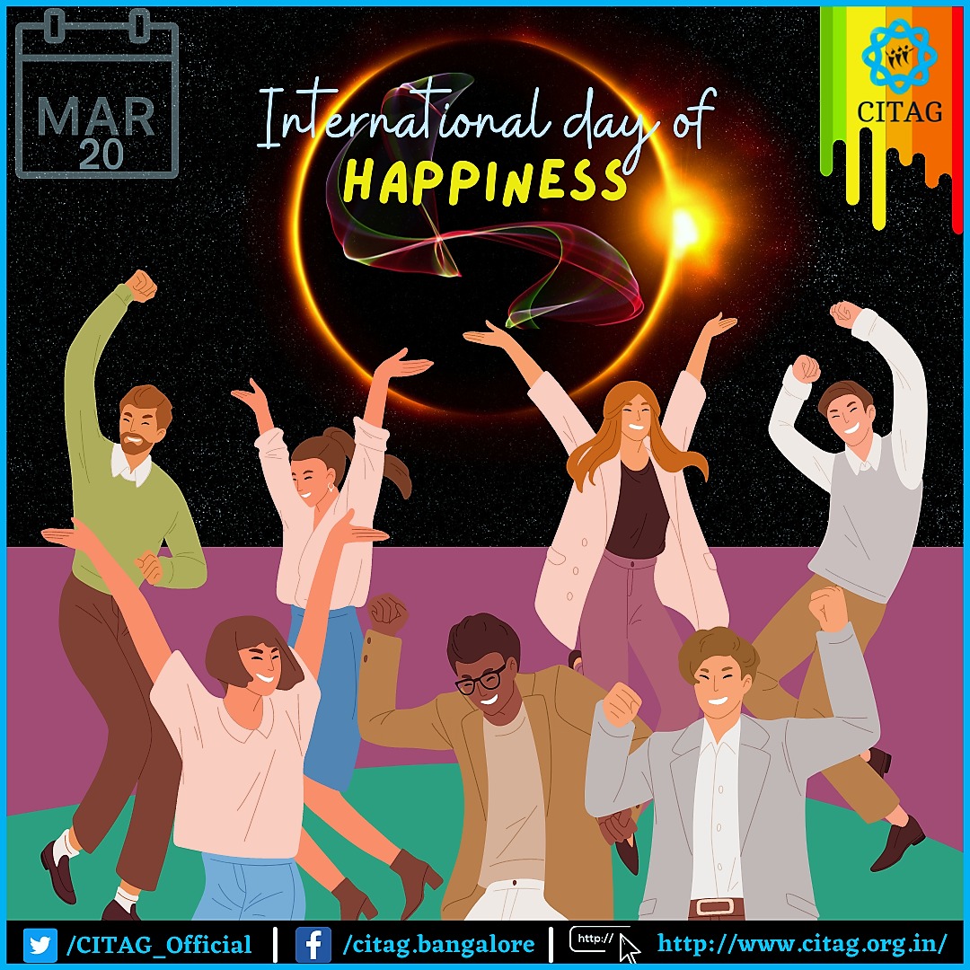 #InternationalDayOfHappiness With our world facing unprecedented challenges, wellbeing matters more than ever. When we choose to take action to help others, they benefit, we benefit and we set an example of kindness that can ripple out into the world too.
<a href="/citaghelpline/">CITAG Covid Helpline BLR</a> <a href="/kmssons/">Deepak Shenoy | दीपक शेणै</a>