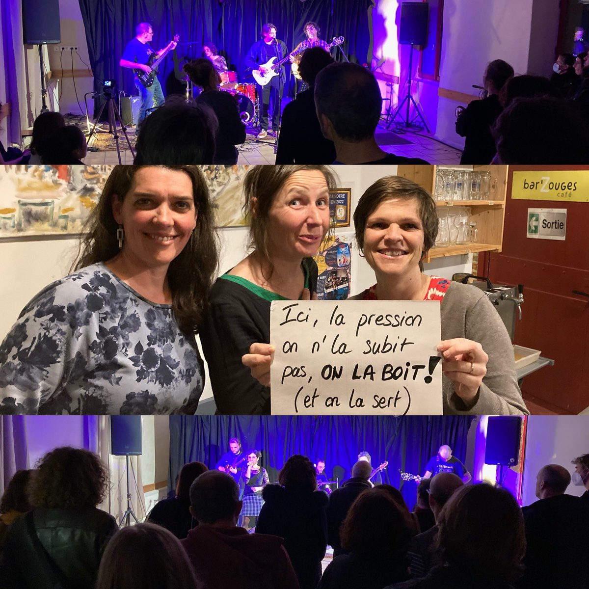 Chaude ambiance hier soir au #BarZouges dans la salle🕺 comme derriere le #Bar 🍻pour le double concert #FrancineBaker #Telfisaki