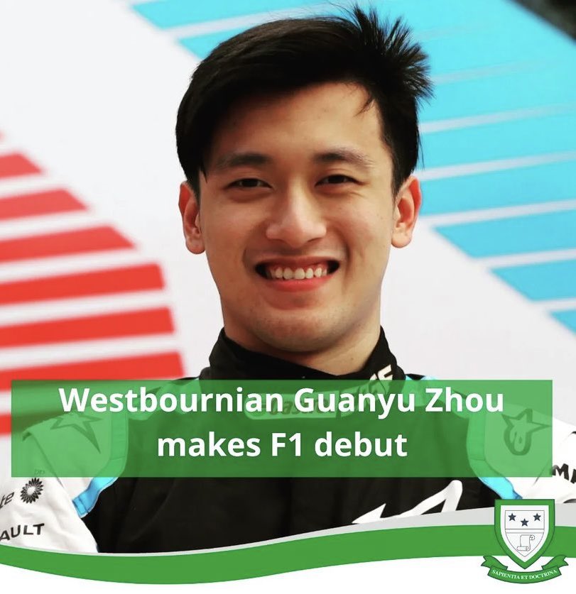 westbournians's tweet photo. Congratulations and good luck to our former pupil Guanyu Zhou who makes his F1 debut today 🏎 https://t.co/uyhg8uZEwt