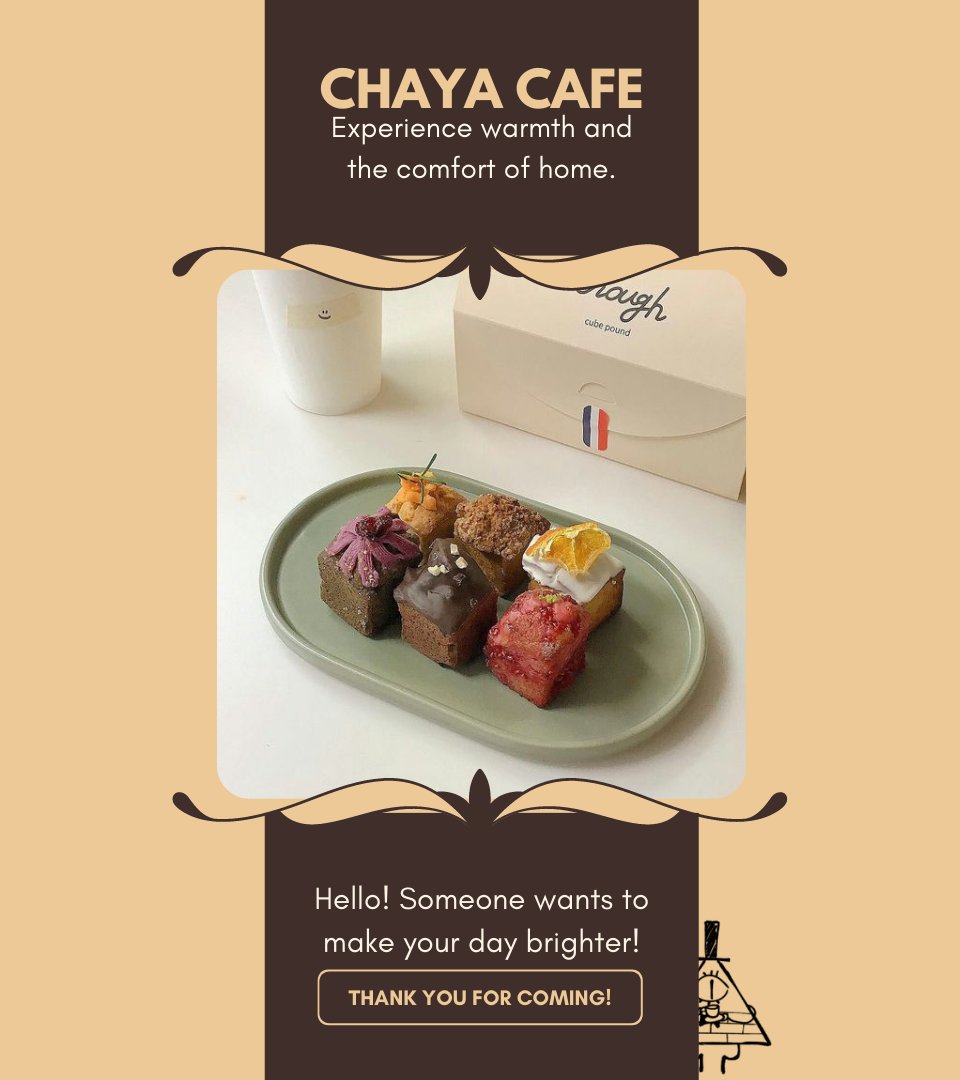 chayakafe's tweet photo. ㅤ

          chaya  カフェ。  delivery!
          comfort in your own plate

          ✦    @suduoo
          ✧    CC Management

          𓆰    Welcome to Chaya Cafe!

⠀ https://t.co/8WWfNltxiT