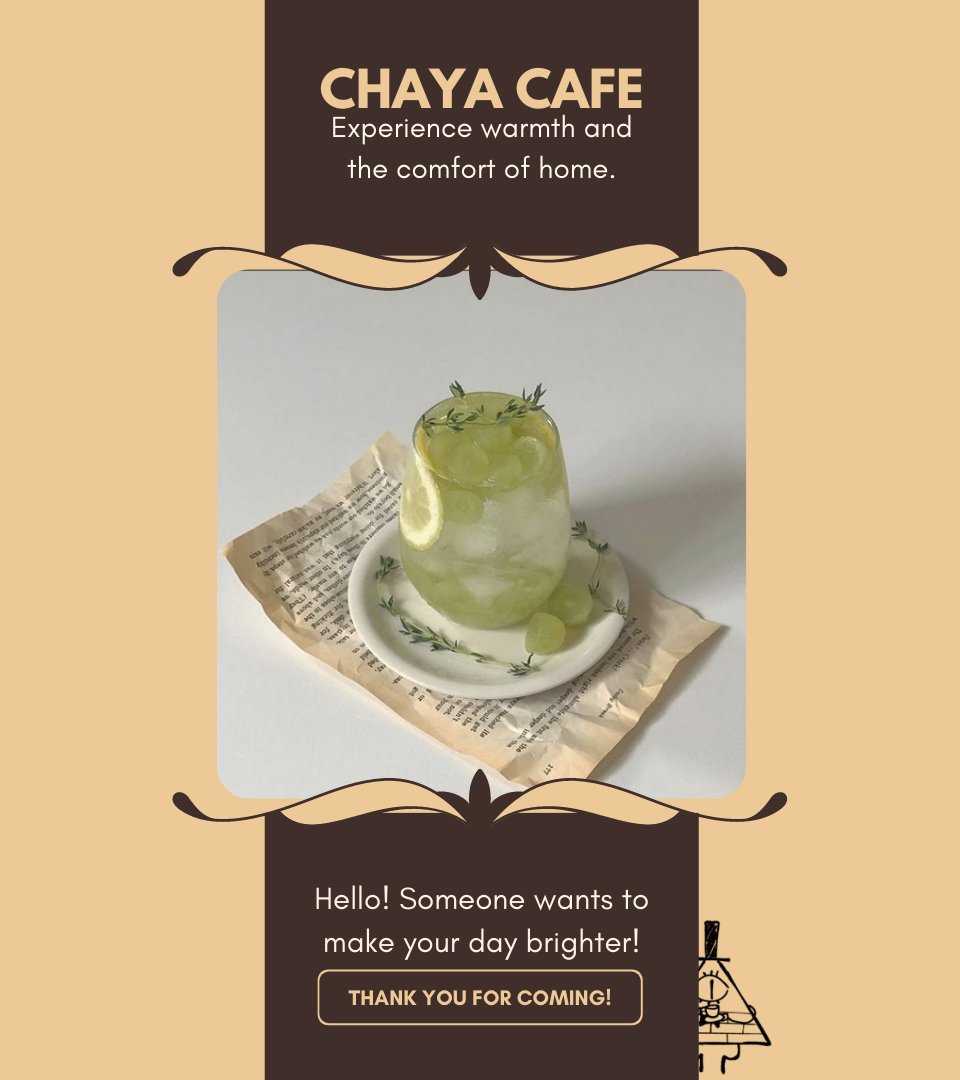 chayakafe's tweet photo. ㅤ

          chaya  カフェ。  delivery!
          comfort in your own plate

          ✦    @suduoo
          ✧    CC Management

          𓆰    Welcome to Chaya Cafe!

⠀ https://t.co/8WWfNltxiT