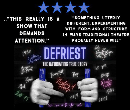 DEFRIESTplay's tweet photo. #DEFRIEST has now closed after our 5 night run @LandUTheatre

What a brilliant week we’ve had- Thank you to all that came and supported the play and those who donated to our Crowdfunder💥 

We hope you can all join us down the line when we inevitably tell Mark’s story again! https://t.co/PmCHNpNlBH