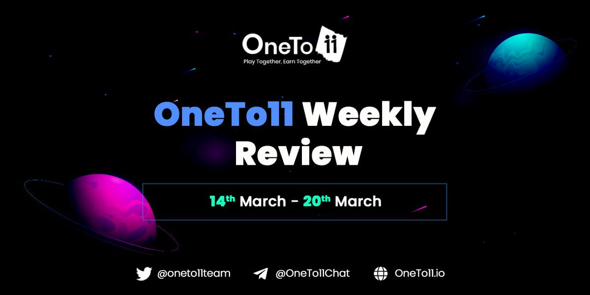 Rewrdxyz's tweet photo. 🚀#OneTo11 is pleased to review this week again and provide an overview (14th March - 20th March)
 
🔸#NFT Gaming World
🔸Connecting Digital Assets to Finance
🔸OneTo11 verified on Telegram 
🔸Featured on @YourStoryCo 
🔸Improved Digital Identity

#OneTo11 #PlayToEarn https://t.co/XsNG2YAnTz