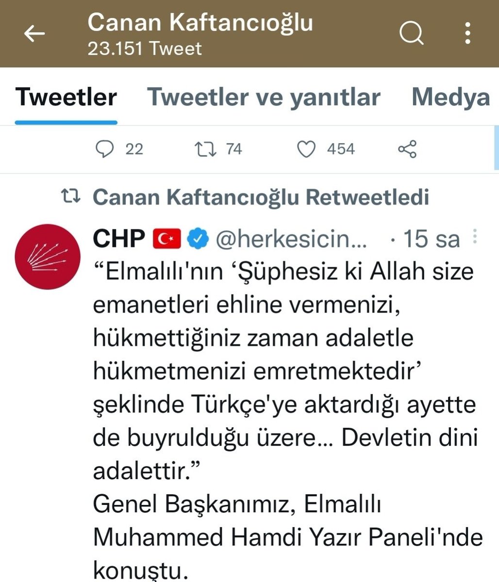 'İnandığınız Allah' kalıbıyla başlayan tvitler atan Canan Kaftancıoğlu Allah'ın buyruğu olan bir ayet paylaşmış.
Muhalif muhafazakarlar da buna kanmış gibi yapıyor.
Dik durarak yenemedikleri Erdoğan'ı omurgasızca sürünerek yeneceklerini sanıyor zavallılar.