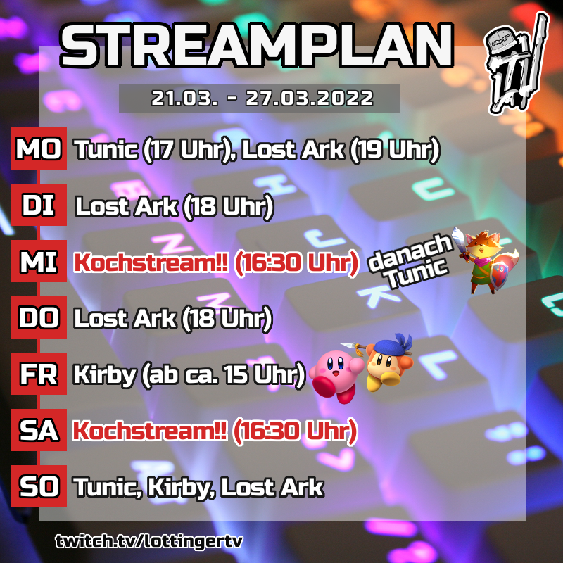 LPielesch's tweet photo. Hey Freunde 🤡🍍
Dachte ich mach mal einen #Streamplan für die nächste Woche ✌️
Es wird also nicht nur Lost Ark geben 😅
#Twitch #TwitchDE https://t.co/5gSaqh0fk0