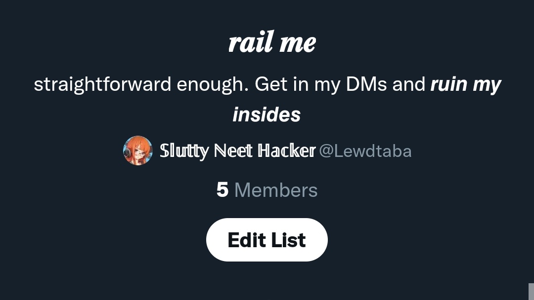 Lewdtaba's tweet photo. // made a list!

Like and RT and I might just add you to it!
Of course, every member has instant access to... well, you know!~ https://t.co/P5ZasOtZh8