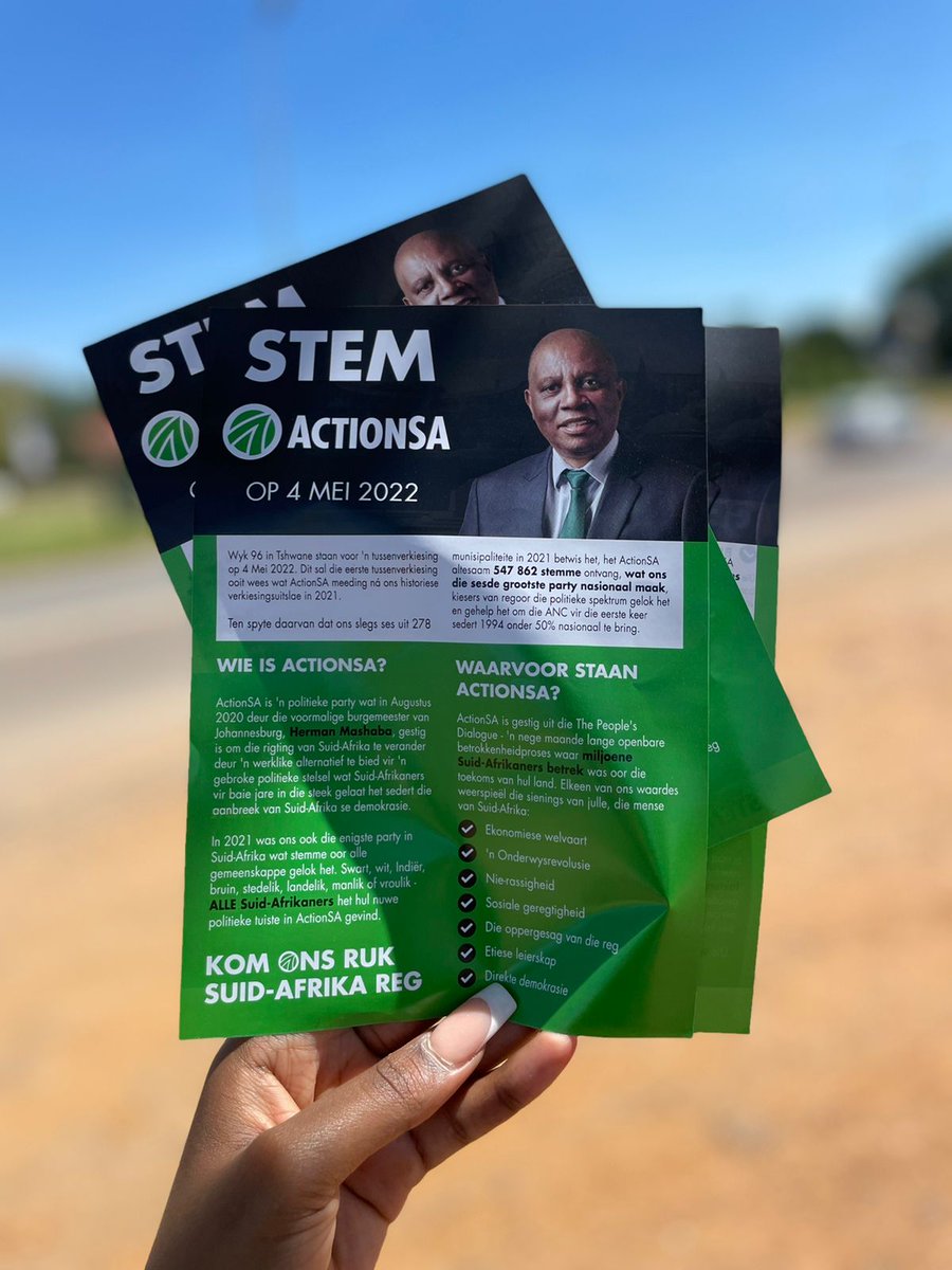 HermanMashaba's tweet photo. Final day to register to #VoteActionSA in the #TshwaneWard96 by-elections on 4 May.
#LetsFixWard96
#ItsTimeAction https://t.co/39prFTZcTV