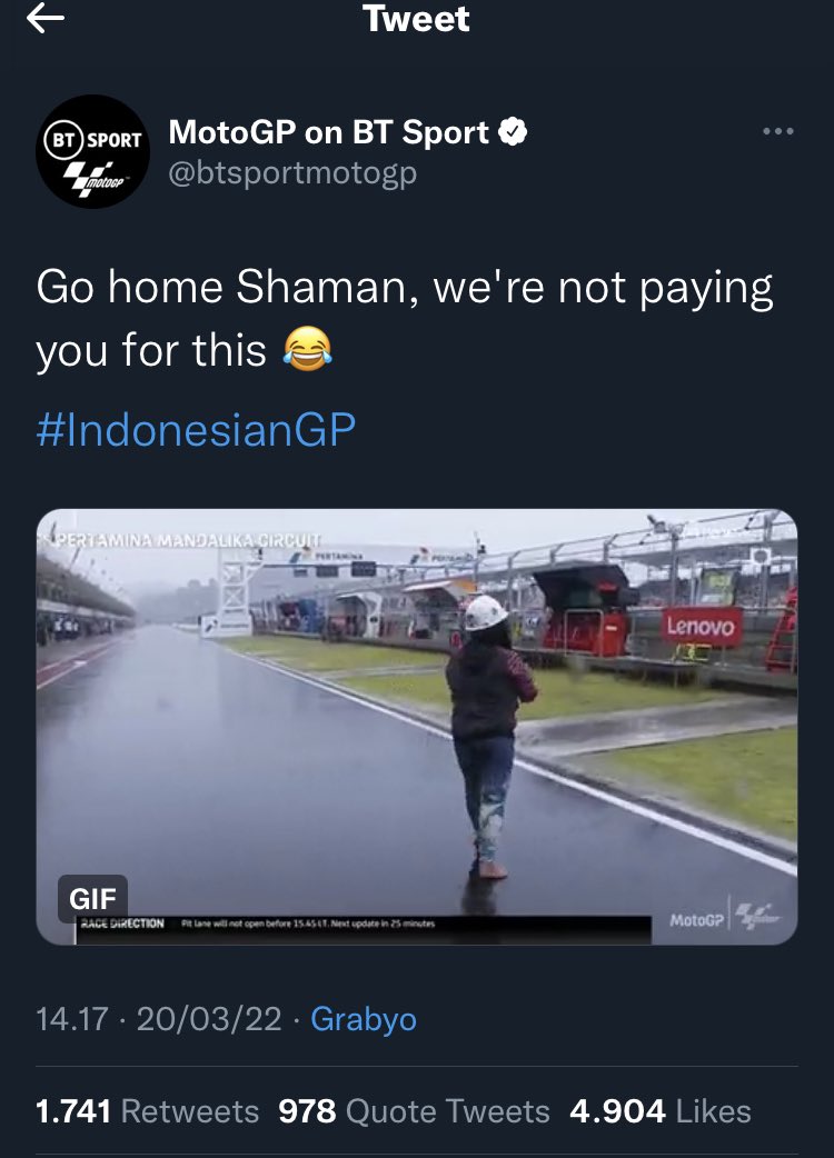 didepancangkir's tweet photo. @btsportmotogp This you rite? Just pls do not understimate our local culture to fixing something, if you dont want 'reprepan' when you sleep sir. https://t.co/vGC2yEEucd