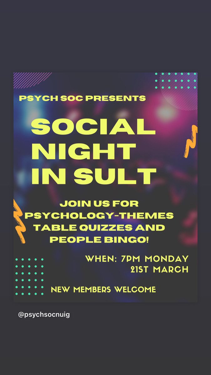 UGPsychSoc's tweet photo. Sign up on Yourspace to join us for a night of fun and games and to get to know more people in psychology! https://t.co/NJd4YRuk2m