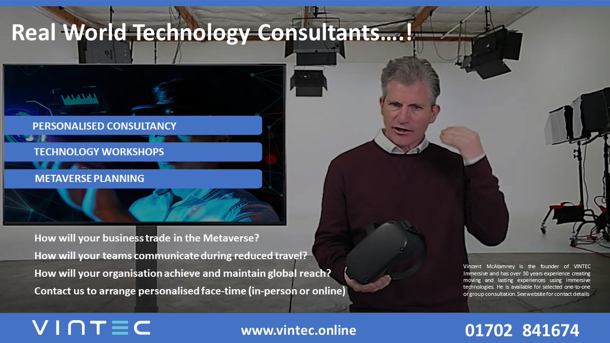 VintecVR's tweet photo. How will you use the Metaverse?
How will your workforce collaborate remotely?
How can you build &amp; maintain a global audience?
What innovations increase productivity/sustainability?
What is the importance of Crypto currencies? How will you profit?
https://t.co/R156Xkf4KO
#Essex https://t.co/eIjuOAYgBM